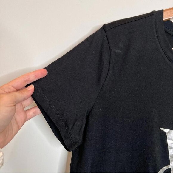 Victoria's Secret Womens Size Small Black Silver Logo Tee Shirt NEW Lounge - Picture 3 of 8